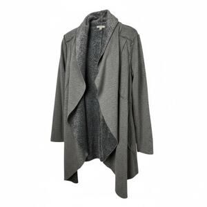 Anama Sz Small Open Front Gray Kimono Jacket faux fur lined
